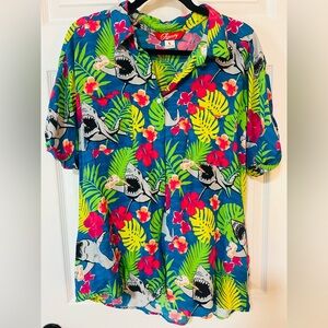 Shinesty Multicolor Shark Button Down Shirt Size L